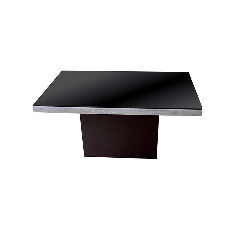 COMEDOR MOBELO DEGAS CON 6 SILLAS 425 COLOR GRIS CUBIERTA DE CRISTAL NEGRO-ENTREGA ÚNICAMENTE EN CDMX, QUERÉTARO, PACHUCA, TOLUCA Y SUS ÁREAS METROPOLITANAS