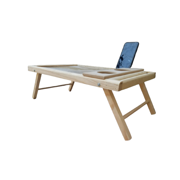 Mesa Para Cama Plegable Con Portavasos Y Portacelular