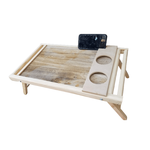 Mesa Para Cama Plegable Con Portavasos Y Portacelular