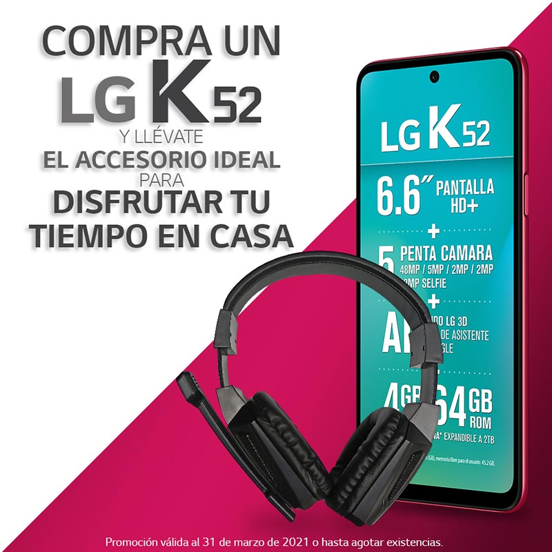 Celular LG LTE LM-K520HM K52 Color ROJO Telcel y DE REGALO LLÉVATE UNOS AUDÍFONOS DIADEMA