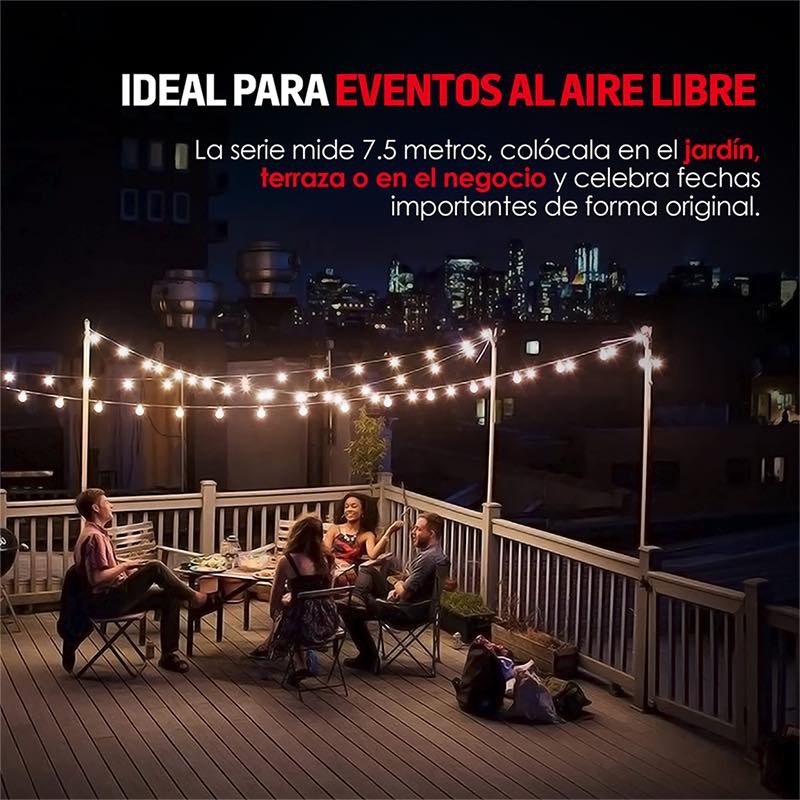 Serie de 25 Focos Colgantes Vintage para Exteriores Redlemon