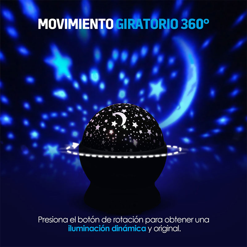 Lámpara Proyectora de Estrellas Giratorias para niños Redlemon