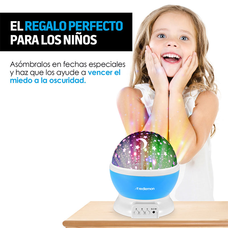 Lámpara Proyectora de Estrellas Giratorias para niños Redlemon