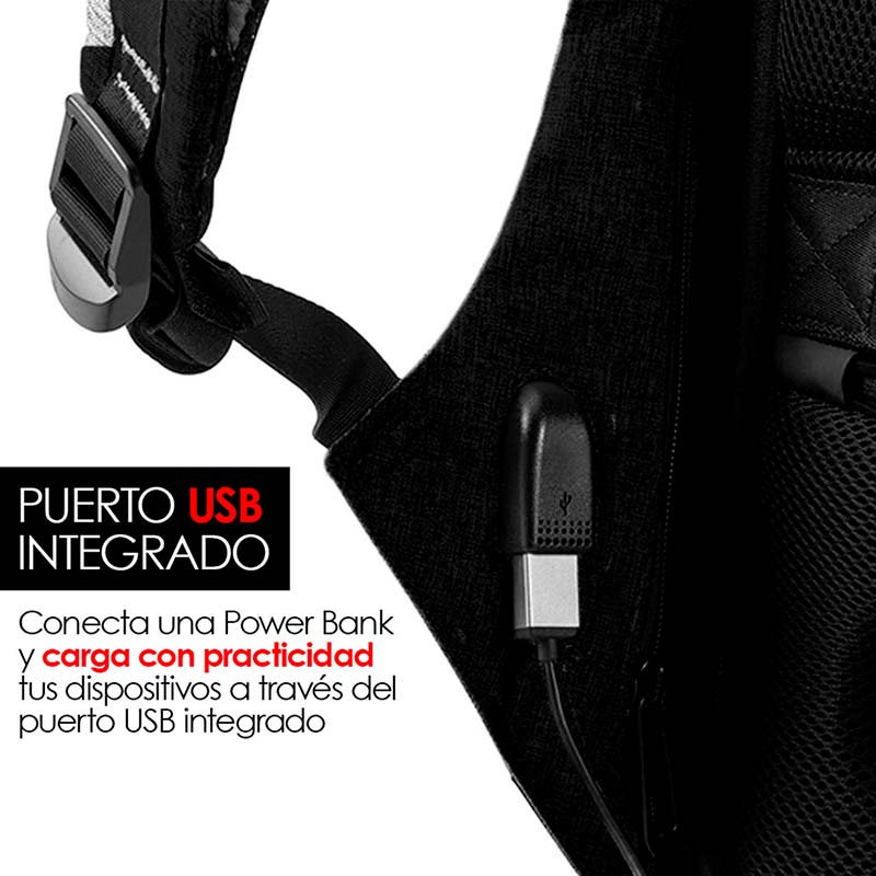 Mochila Backpack Antirrobo Impermeable Puerto USB Redlemon
