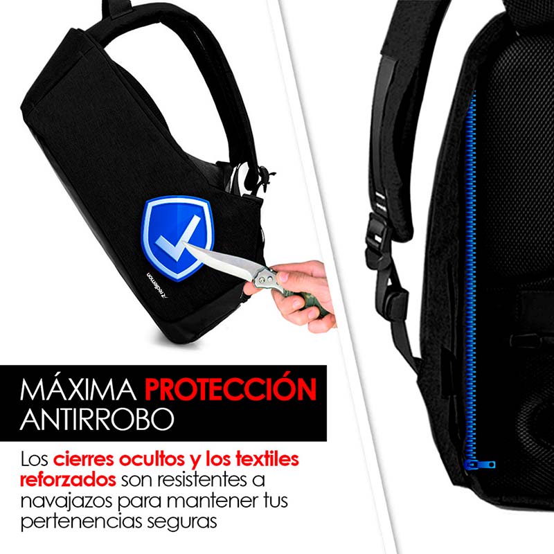 Mochila Backpack Antirrobo Impermeable Puerto USB Redlemon