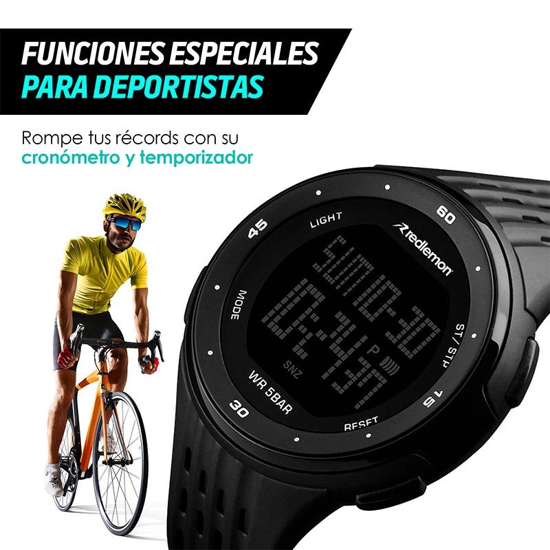 Reloj Deportivo Contra el Agua y Pantalla Digital 1219 Redlemon