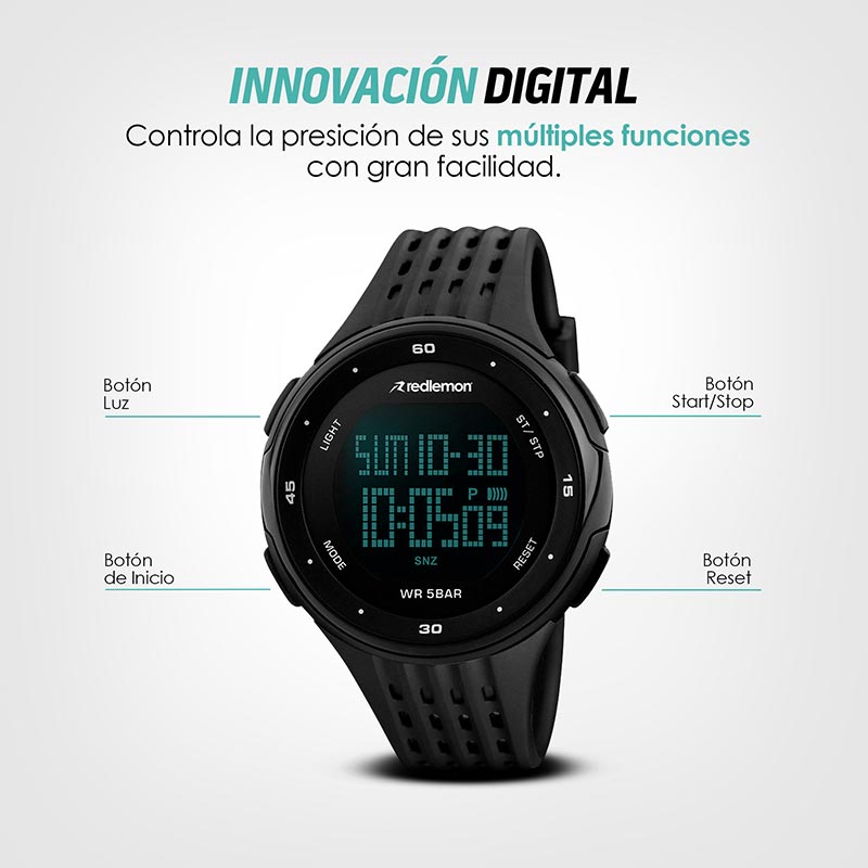 Reloj Deportivo Contra el Agua y Pantalla Digital 1219 Redlemon