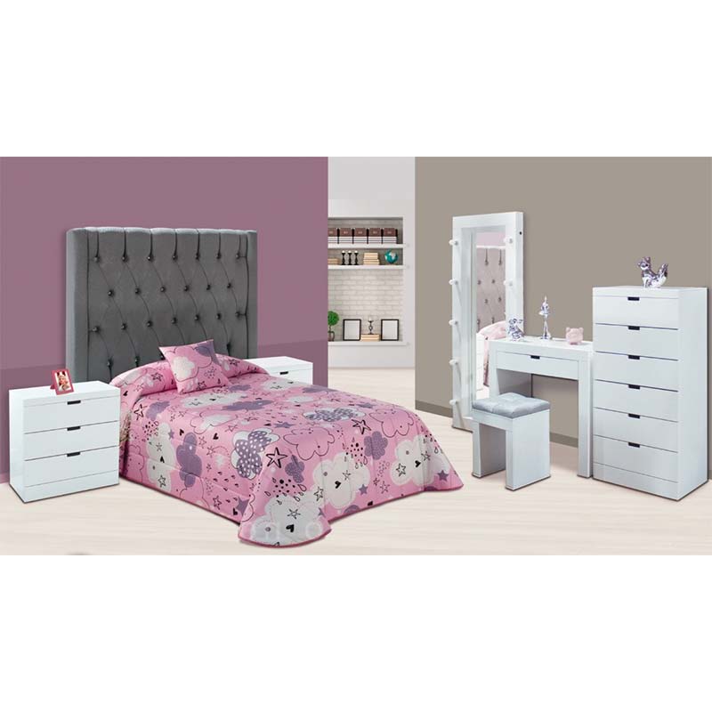 RECÁMARA HOLLYWOOD MATRIMONIAL 7 PZ COLOR BLANCO MOBELO -ENTREGA ÚNICAMENTE EN CDMX, QUERÉTARO, PACHUCA, TOLUCA Y SUS ÁREAS METROPOLITANAS