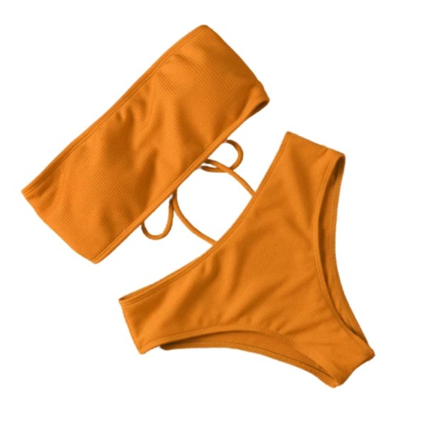 Sexy Bikini 2 Piezas Strapless Con Calzón De Cintura Alta