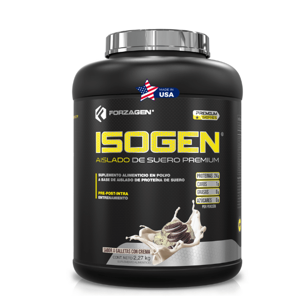 Proteina Whey Protein Isolate Isogen 5 lbs Forzagen Sabor Galletas con Crema