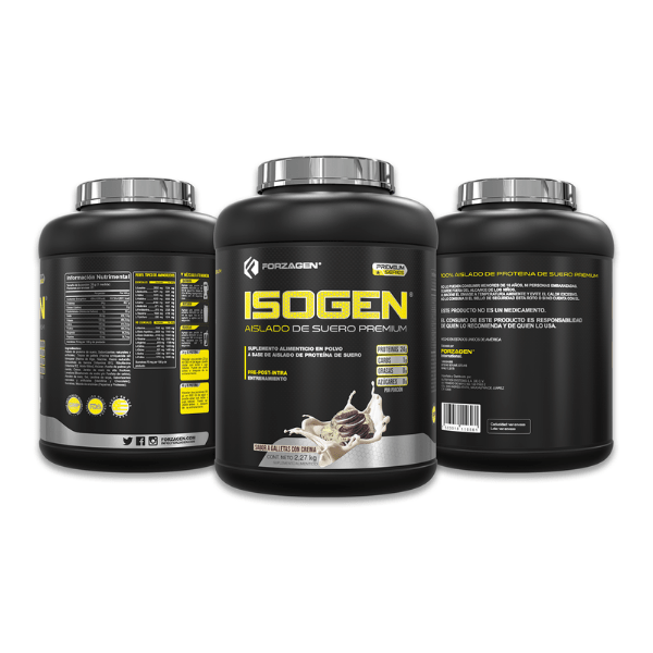 Proteina Whey Protein Isolate Isogen 5 lbs Forzagen Sabor Galletas con Crema