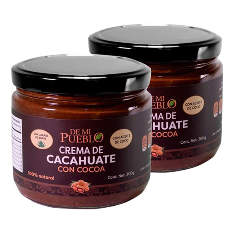Crema de Cacahuate Natural con Cocoa (2 Piezas) (Sin Azúcar) (Sabor Chocolate)