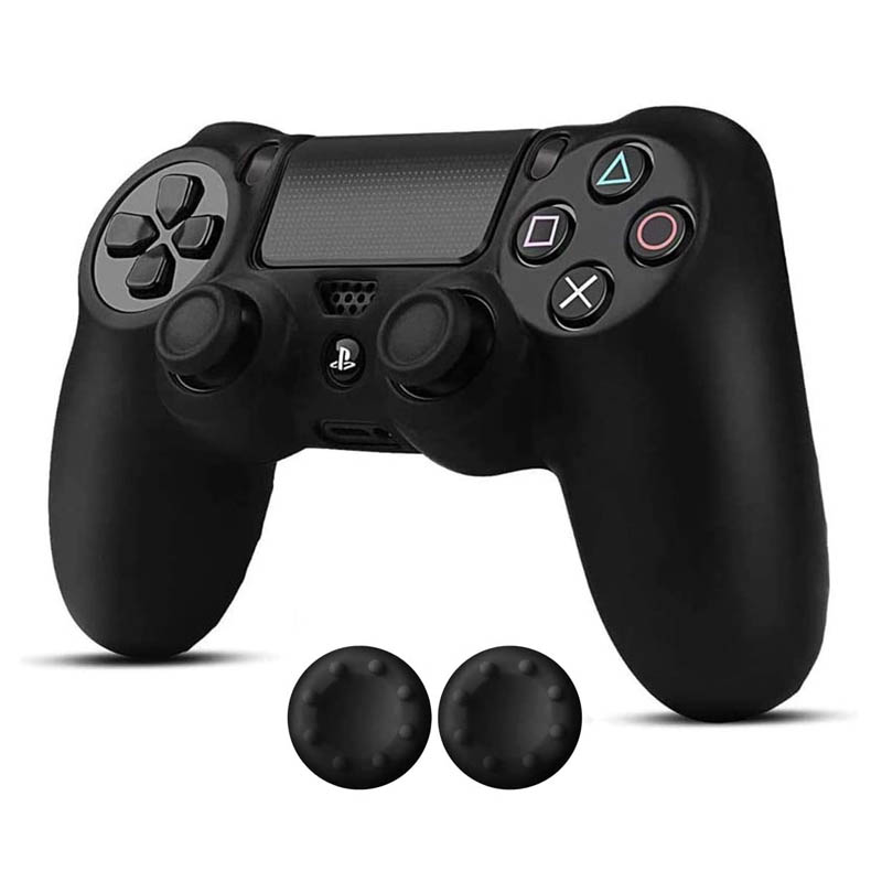MandaLibre Funda Protectora con 2 Grips de Silicona para Controles DualShock 4 de Playstation 4 Negra