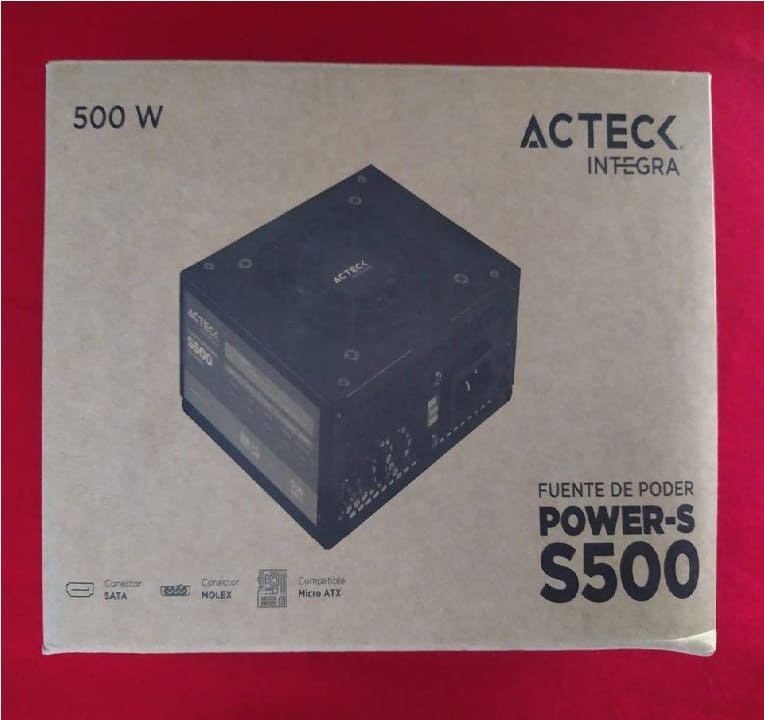 FUENTE PODER MICRO ATX 500W 204PINES VENTILADOR 80MM ENERGIA CORRIENTE PC ENSAMBLE GAMER CASA OFICI