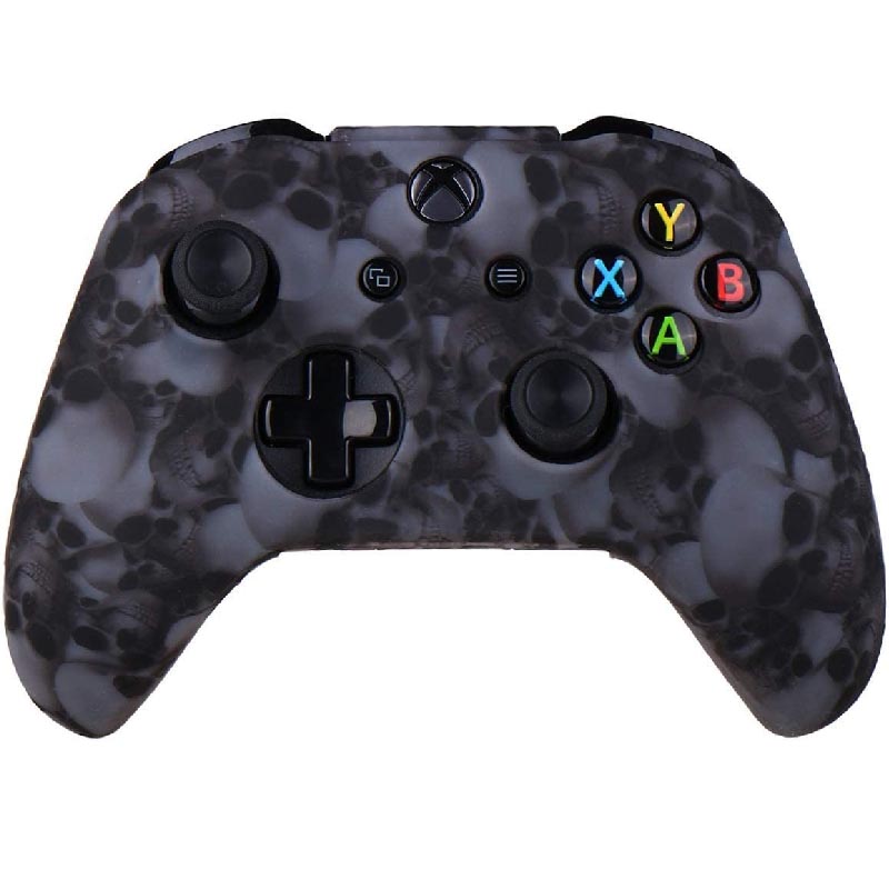 MandaLibre Funda De Silicona Para Control Xbox One, S Y X + 8 Grips Profesionales (Grey Skull)