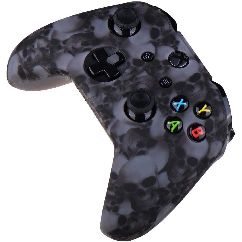 MandaLibre Funda De Silicona Para Control Xbox One, S Y X + 8 Grips Profesionales (Grey Skull)