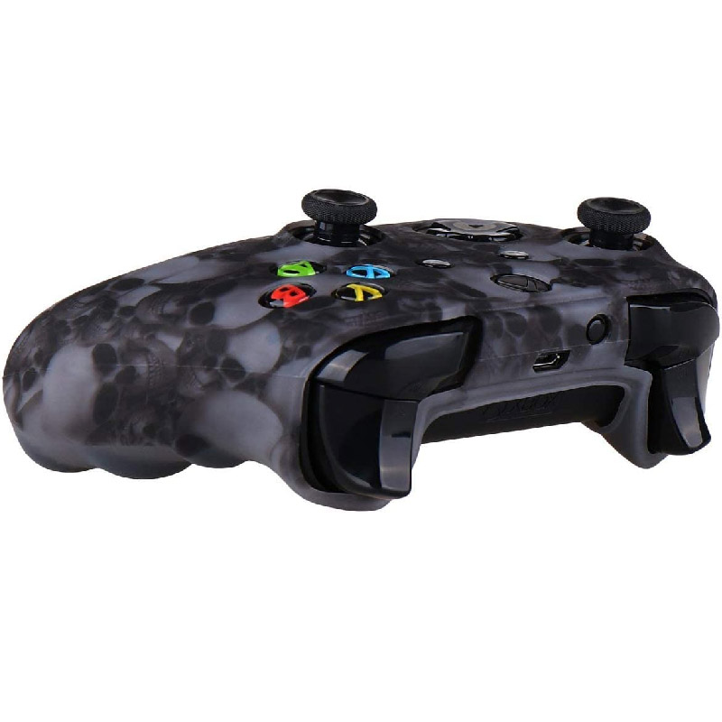 MandaLibre Funda De Silicona Para Control Xbox One, S Y X + 8 Grips Profesionales (Grey Skull)