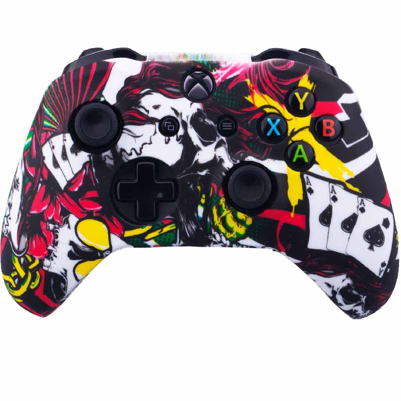 MandaLibre Funda De Silicona Para Control Xbox One, S Y X + 8 Grips Profesionales (Poker)