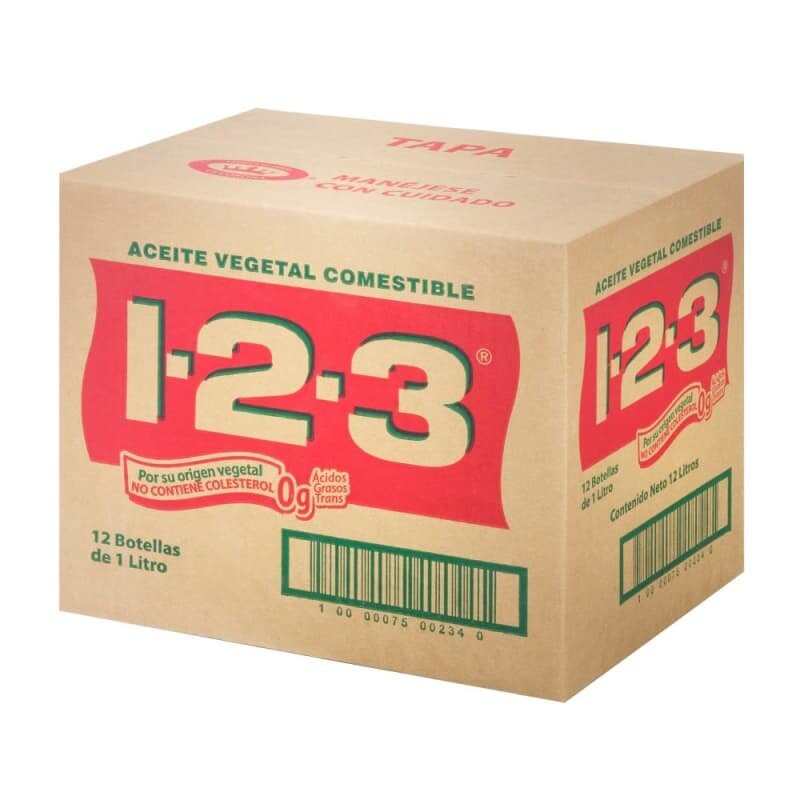Aceite Vegetal 1-2-3 con 12 pzas de 1 l