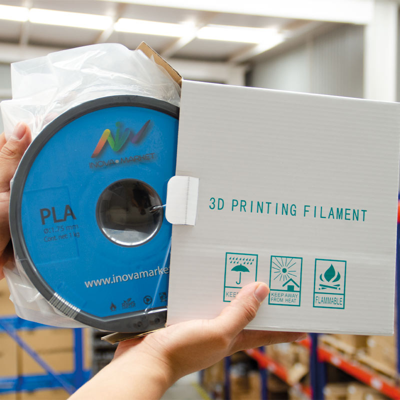 Filamento PLA 1.75 mm Negro InovaMarket de 1 Kg Incluye Factura