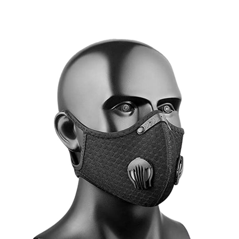 Cubrebocas Deportivo Mascarilla Dos Válvulas Filtro Negro Onmedics