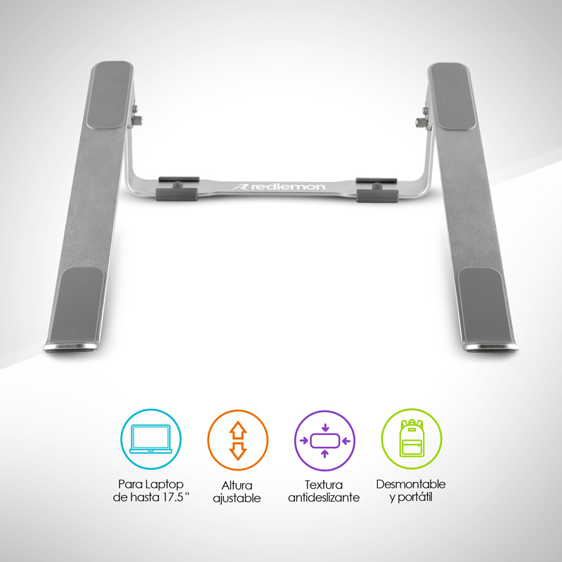 Soporte para Laptop Metálico y Ergonómico Ajustable 3 Posiciones Redlemon