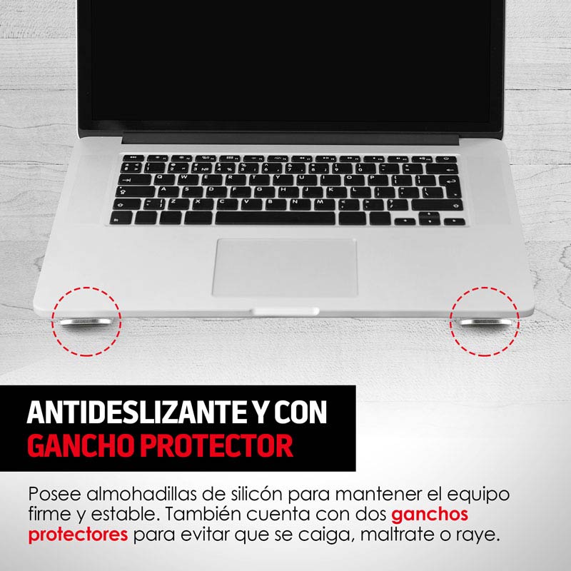 Soporte para Laptop Metálico y Ergonómico Ajustable 3 Posiciones Redlemon