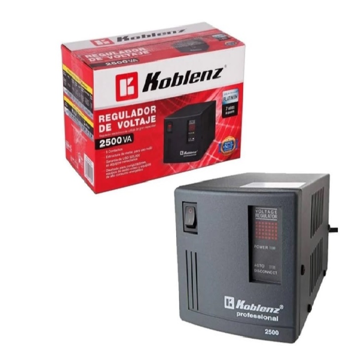  Regulador KOBLENZ ER-2550 Negro Oficina 2500VA 2000W SUPRESOR PICOS DESCARGAS ELECTRICAS PC MAC TV
