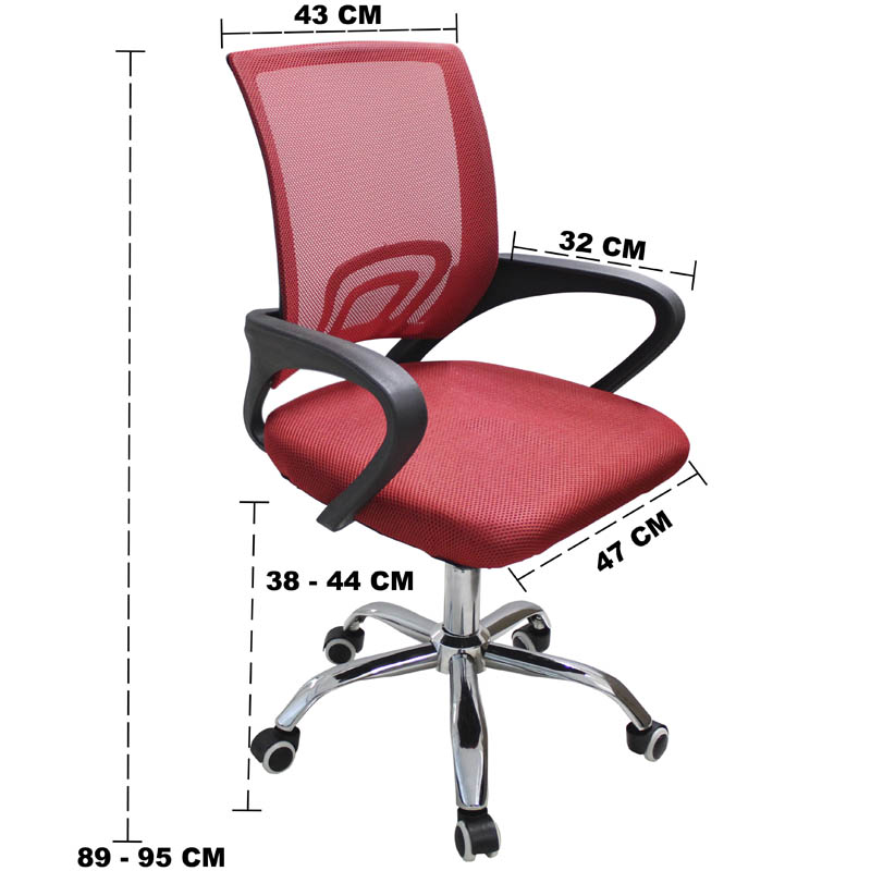 Silla Oficina Roja Escritorio Respaldo Malla Home Office