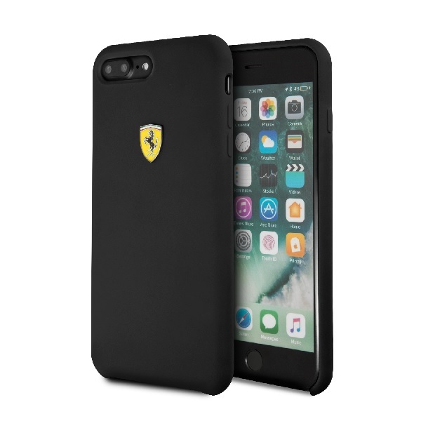 Funda Case De Silicona Ferrari Logo Negro iPhone 6,7,8 Plus
