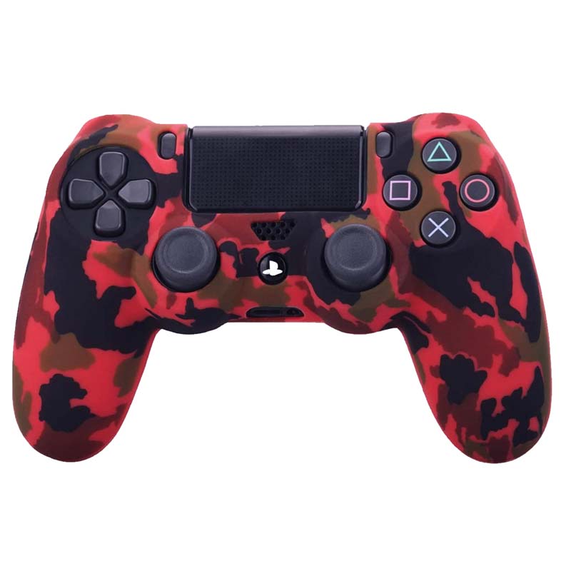 MandaLibre Funda con 8 Grips de Silicona para Controles DualShock 4 de Playstation 4 (Rojo Militar )