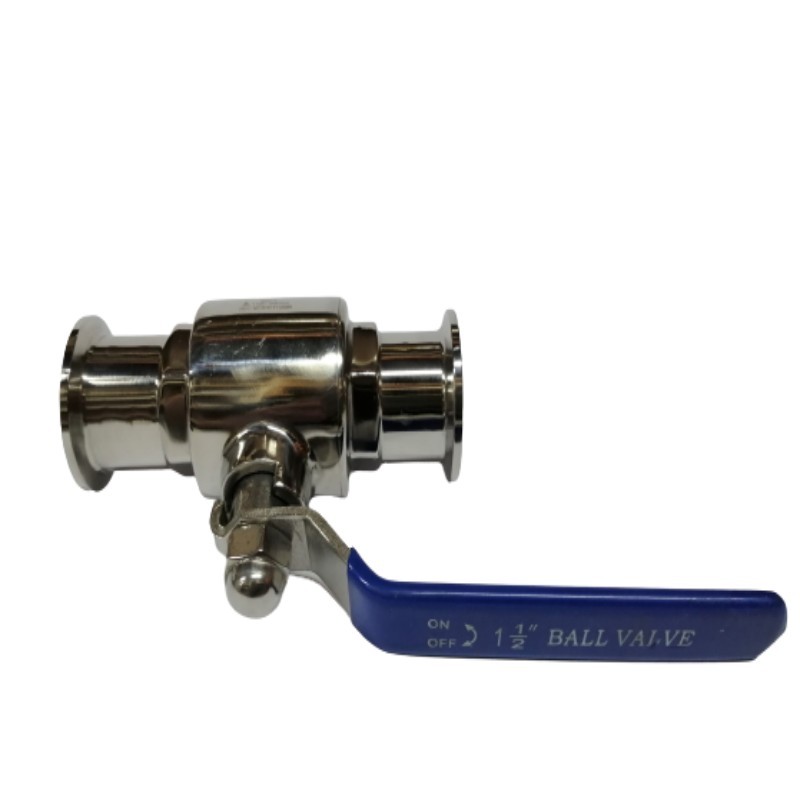 Válvula de bola 2 vías con clamp T304 de 1 1/2" en acero inoxidable