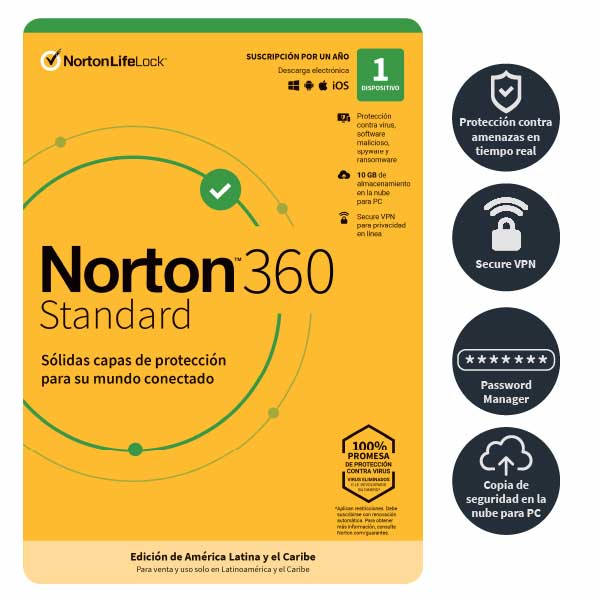 Antivirus Norton 360 Standard 1 Dispositivo 1 año 2021