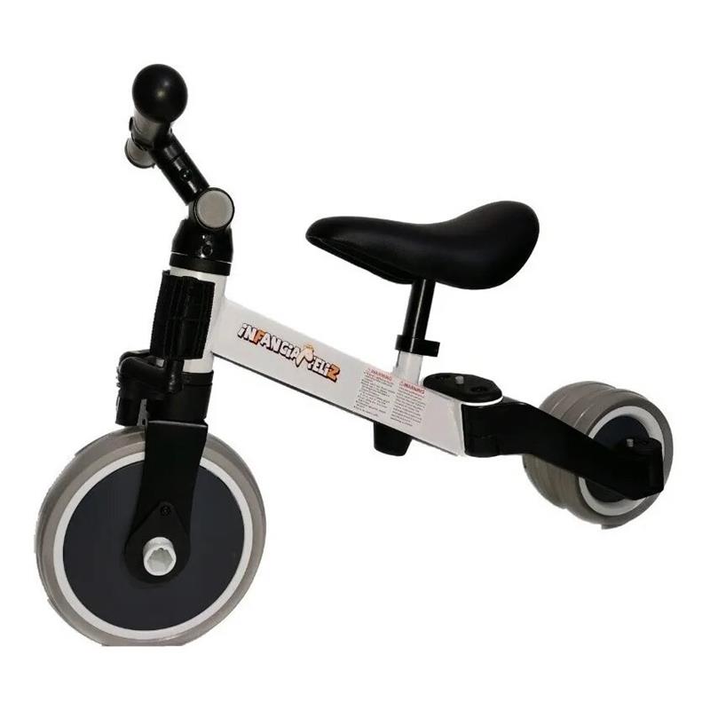 Bicicleta De Balance 3 En 1 Pedales Sin Pedales Y  Gris Con Blanco