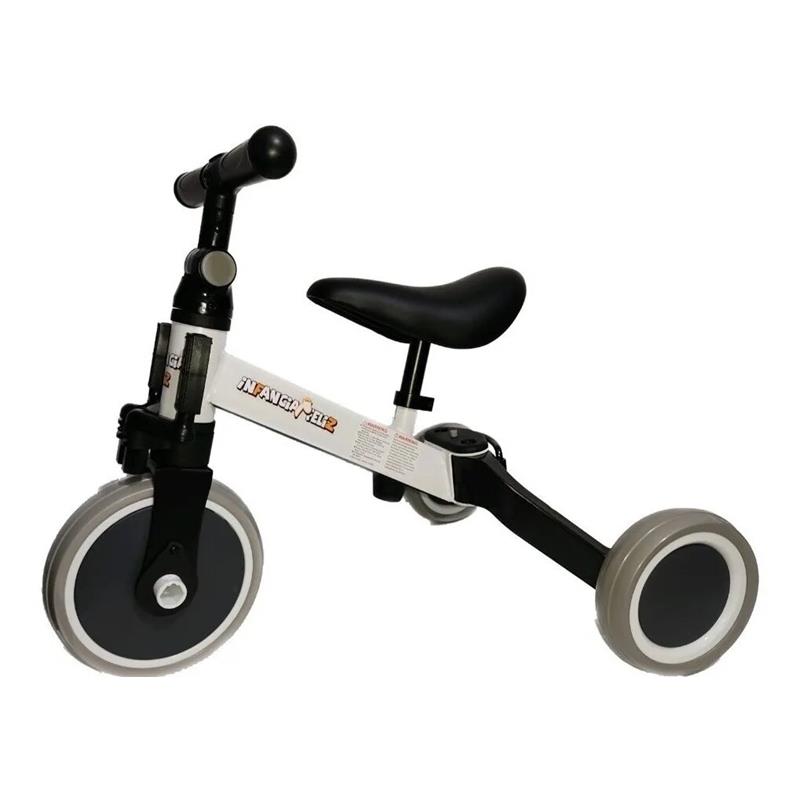 Bicicleta De Balance 3 En 1 Pedales Sin Pedales Y  Gris Con Blanco