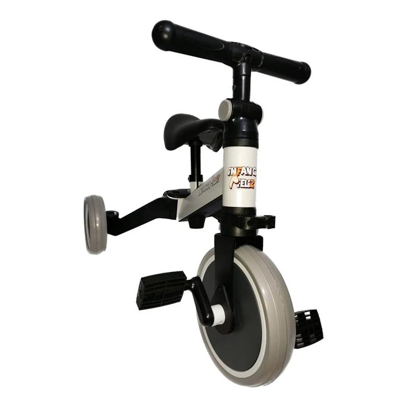 Bicicleta De Balance 3 En 1 Pedales Sin Pedales Y  Gris Con Blanco