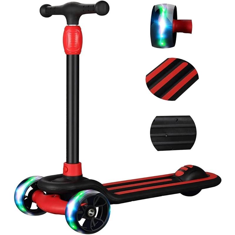 Scooter 3 Ruedas 70kg Negro Con Rojo  Luces Led