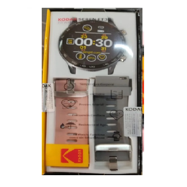 Smartwatch Kodak Fit Watch Con Termómetro Ft3r Con 2 Correas Gris/Rosa