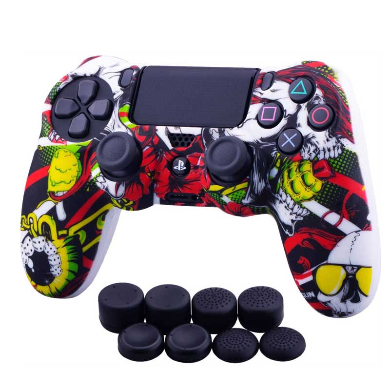 MandaLibre Funda con 8 Grips de Silicona para Controles DualShock 4 de Playstation 4 (Poker)