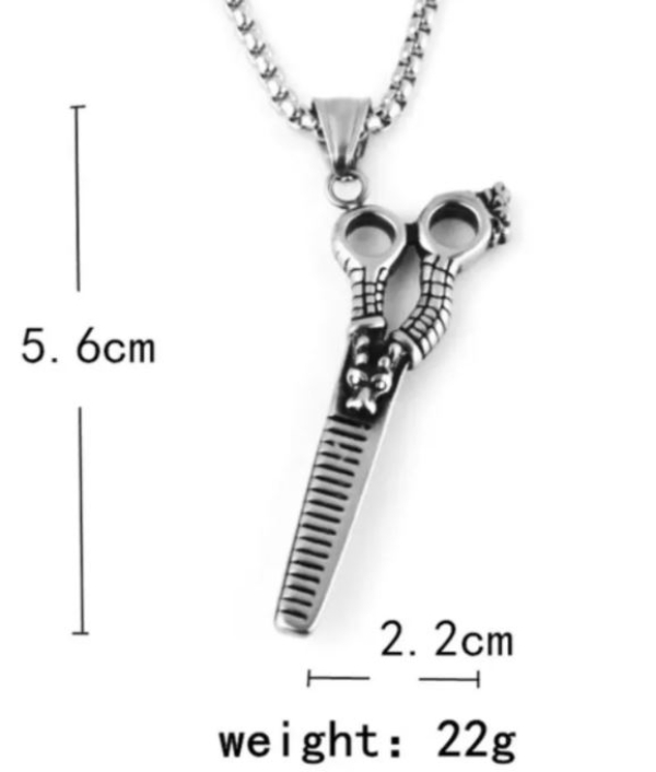 Collar Cadena Tijeras Acero Inox Regalo Estilista Barbero cerrada