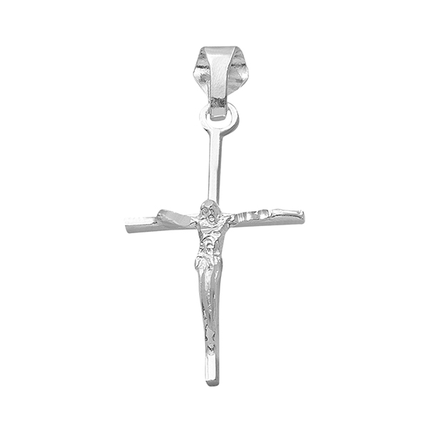 Dije de Cruz de Cristo Delgada en Plata .925