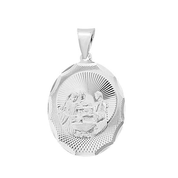 Medalla de Bautizo Ovalada Grande en Plata .925 