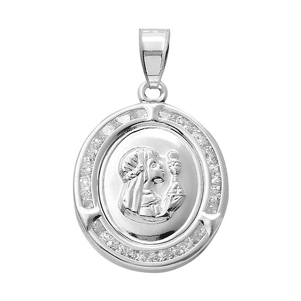Medalla Primera Comunión para Niña con Circonias en Plata .925 