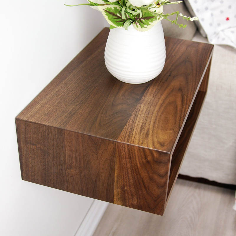 BURÓ MESITA DE NOCHE DE MADERA REPISA FLOTANTE MINIMALISTA