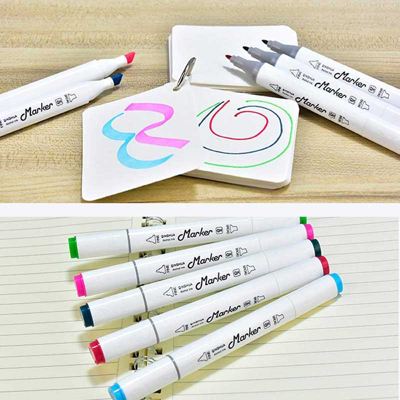 18 Marcadores de alcohol para arte, marcadores de dibujo a base de alcohol con estuche, DOBLE PUNTA