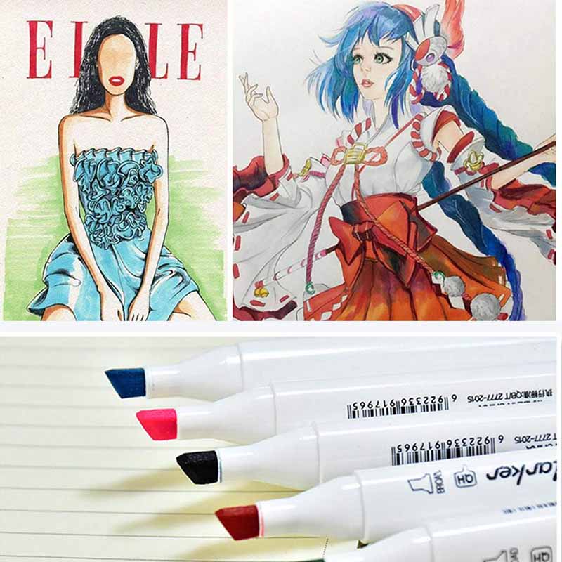 18 Marcadores de alcohol para arte, marcadores de dibujo a base de alcohol con estuche, DOBLE PUNTA