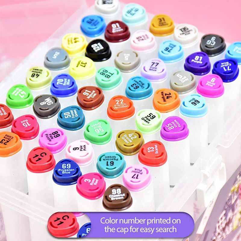 18 Marcadores de alcohol para arte, marcadores de dibujo a base de alcohol con estuche, DOBLE PUNTA