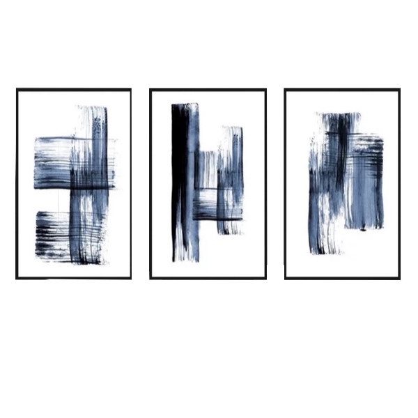 Triptico Moderno Minimalista Azul con Marco.