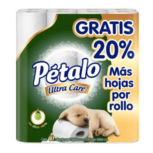 Papel Higiénico Pétalo Ultra Care 40 Rollos de 299 Hojas c/u
