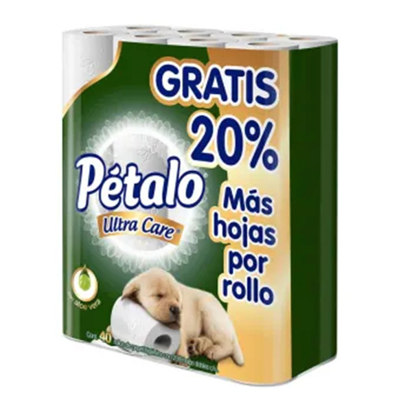 Papel Higiénico Pétalo Ultra Care 40 Rollos de 299 Hojas c/u